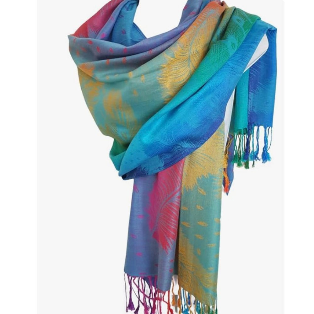 Rainbow Scarves Women Festival Shawl for Summer Scarf Blue Yellow Shawls & Wraps